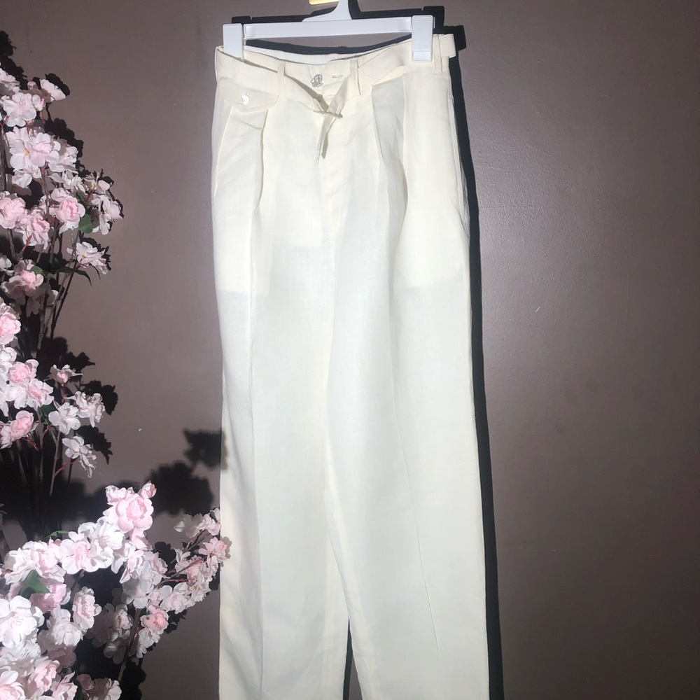 Luxurious Pants white linen hi-rise wide leg Ralph Lauren